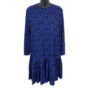Saint + Sofia Ottilie Ruffle Dress Blue Paisley Floral Long Sleeve 2 Women New